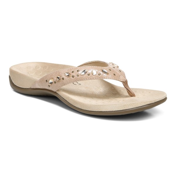 Vionic Sandals Ireland - Lucia Toe Post Sandal Brown Snake - Womens Shoes On Sale | XNUTM-3721